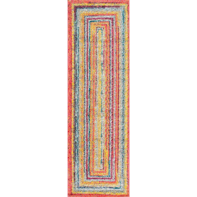 2'6"x10' Hargis Labyrinth Runner Rug Yellow - nuLOOM: Geometric Vintage Indoor Runner, Low Pile, Polypropylene