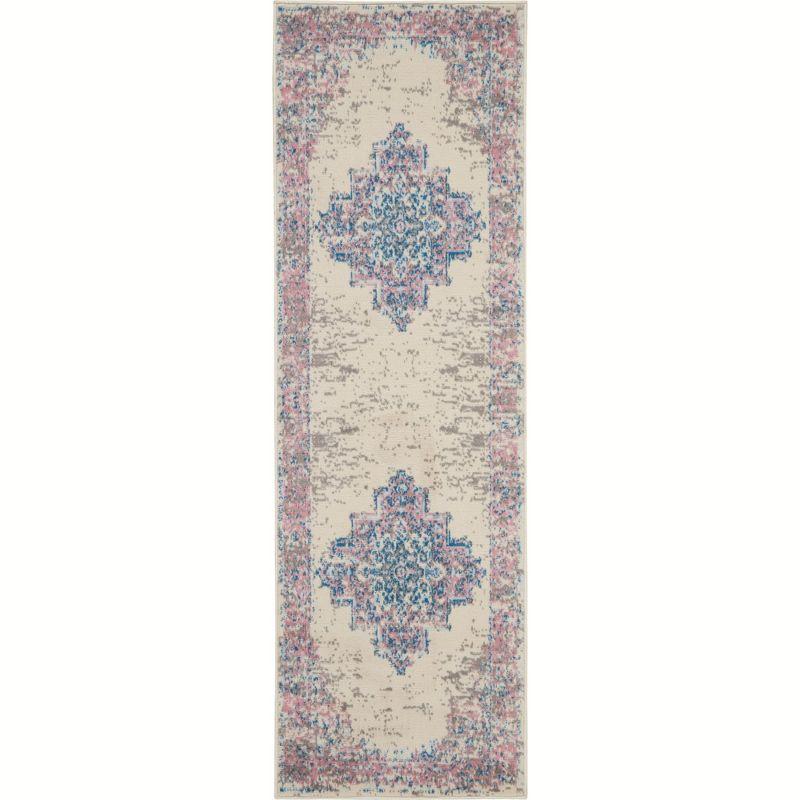 Nourison Grafix GRF14 Ivory/Pink Area Rug 2'3" x 7'6"