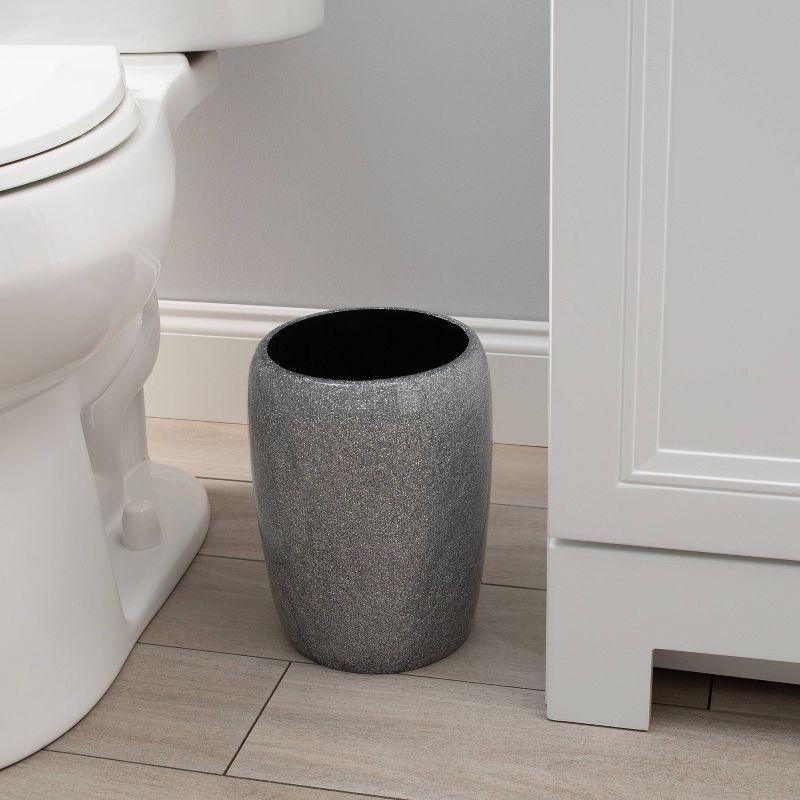 Eclat Glitter Bathroom Waste Basket Gray - Elle Décor