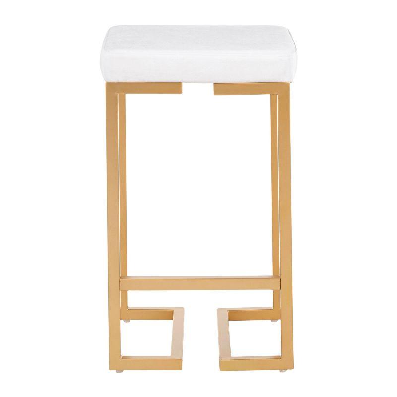 Set of 2 Midas 26" Gold Frame & White Velvet Seat Counter Stools - LumiSource