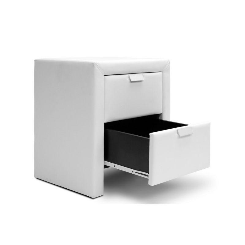 Sleek White Faux Leather 2-Drawer Contemporary Nightstand