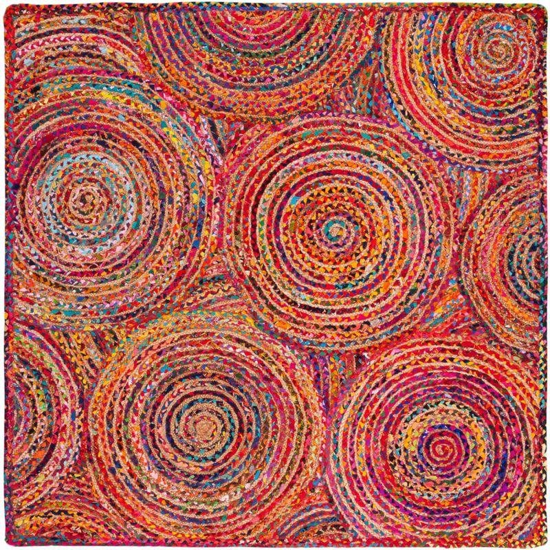 Cape Cod CAP203 Woven Indoor Area Rug - Red/Multi - 6'x6' - Safavieh