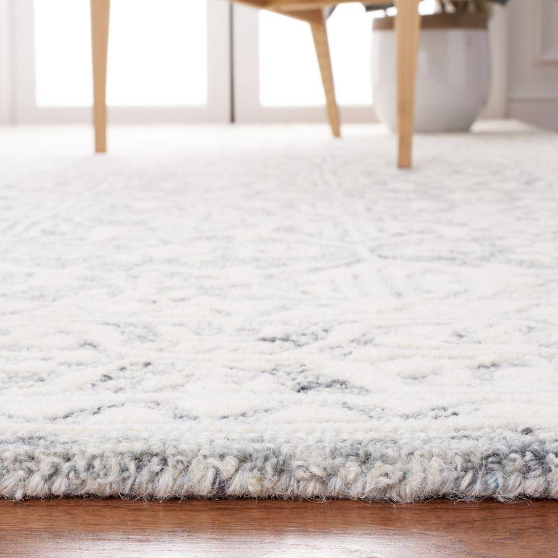 Ivory Floral Handmade Wool Tufted Square Rug