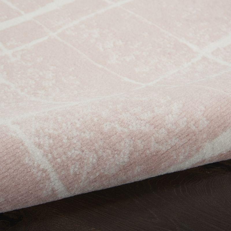 Whimsicle Pink Ivory 8' x 10' Abstract Synthetic Area Rug