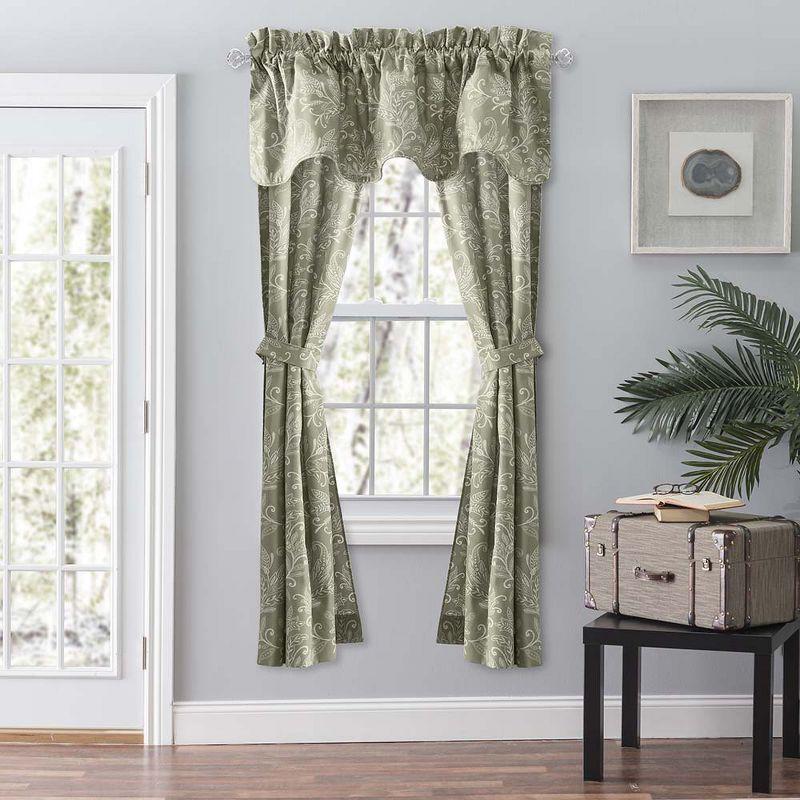Ellis Curtain Lexington Leaf Pattern on Colored Ground Scallop Valance 58"x15" Sage