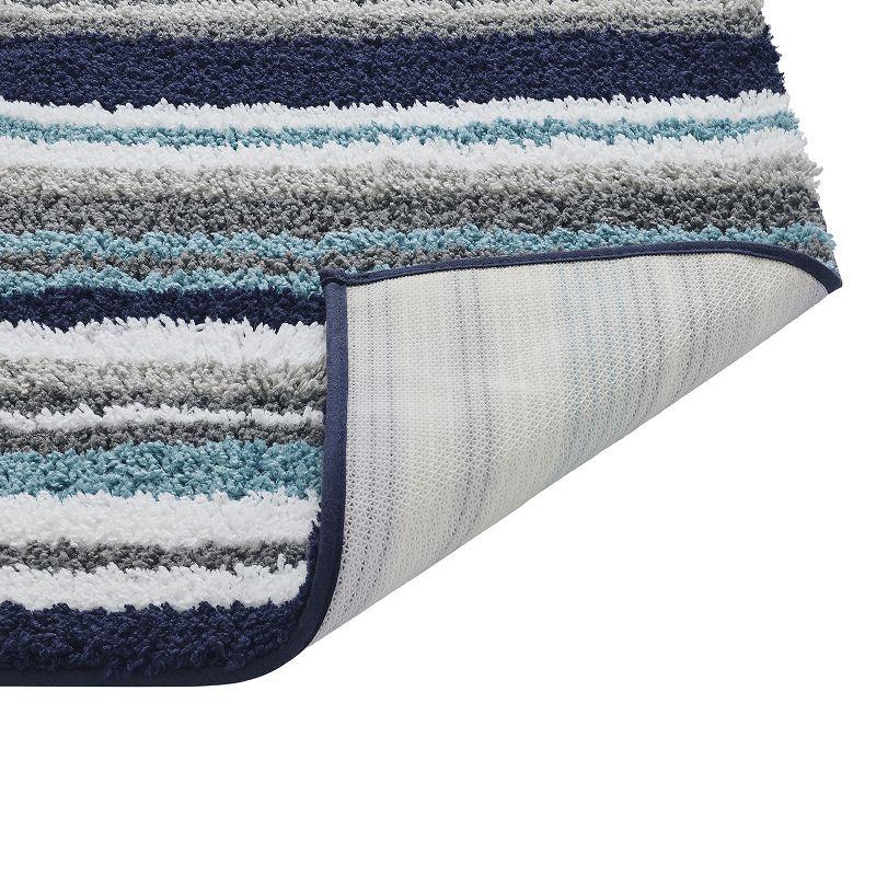 Luxurious 24" x 36" Blue & Gray Polyester Tufted Bath Rug