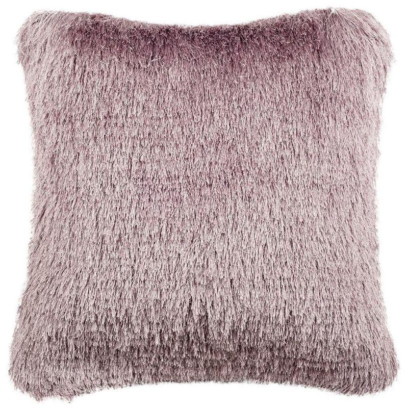 Lilac Shaggy Square Decorative Throw Pillow