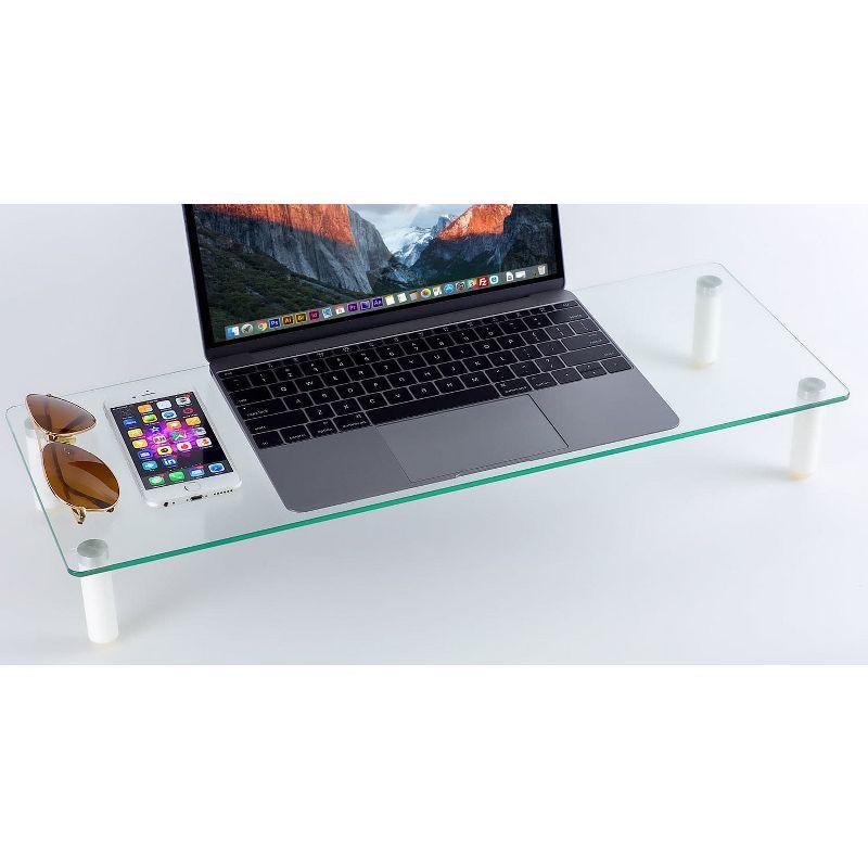 Mount-it Mount-It! Glass Computer Monitor Riser and Laptop Stand, 22 Inches Wide, 44 Lbs. Carrying Capacity