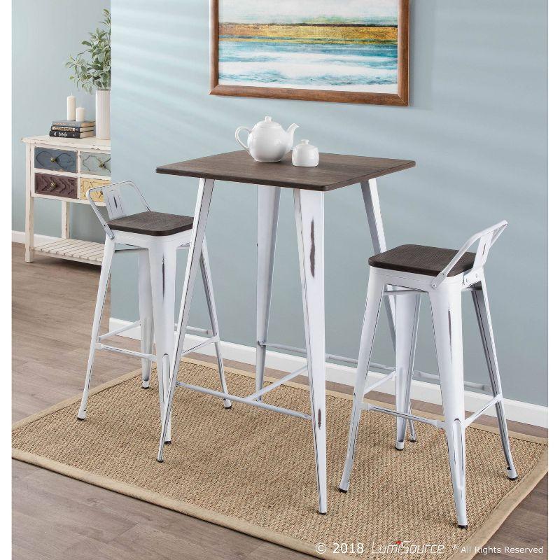 Oregon Bar Height Table with Vintage White Frame/Espresso Wood - LumiSource