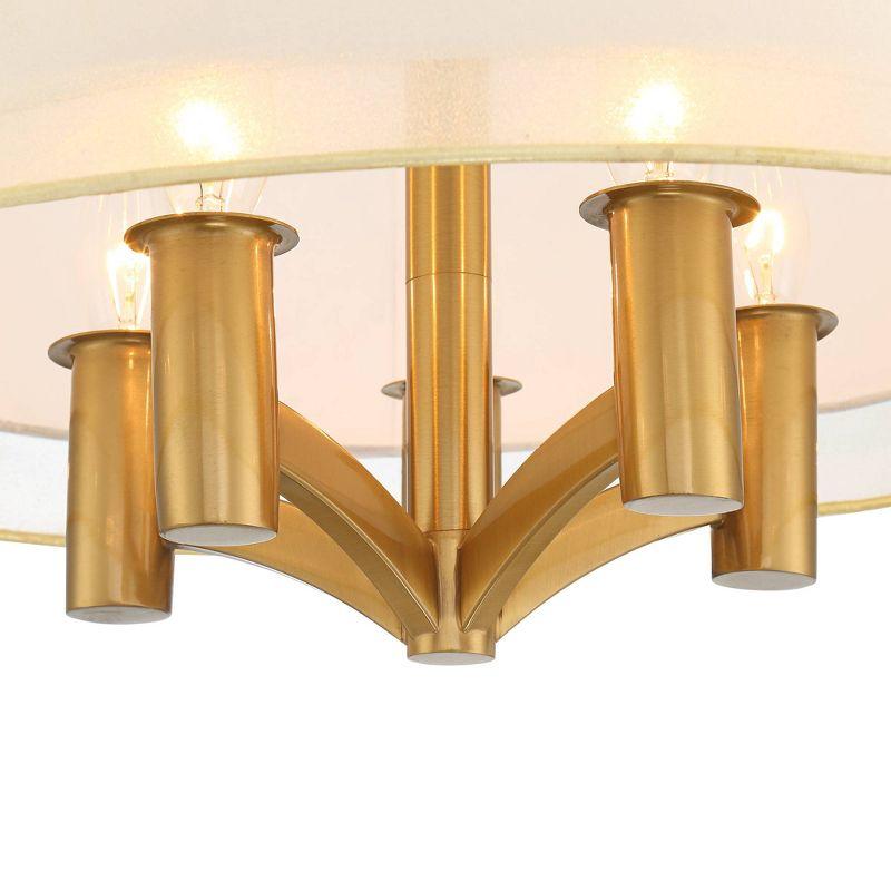 Possini Euro Design Caliari Modern Ceiling Light Semi Flush Mount Fixture 18" Wide Warm Brass Double Drum Shade for Bedroom Kitchen Hallway Bathroom