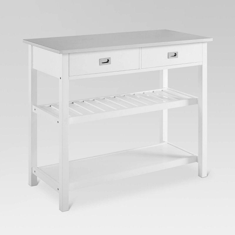 White Stainless Steel Top Kitchen Cart with Wine Rack