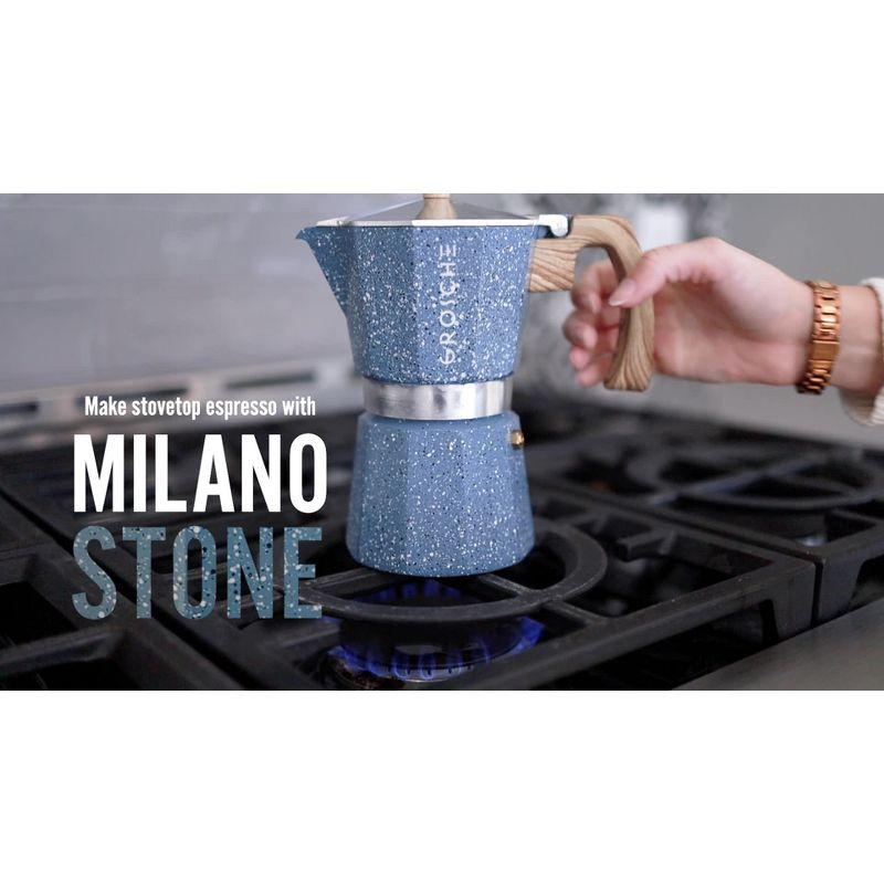 GROSCHE Milano Stovetop Espresso Maker Moka Pot 6 Espresso Cup size 9.3oz, Blue