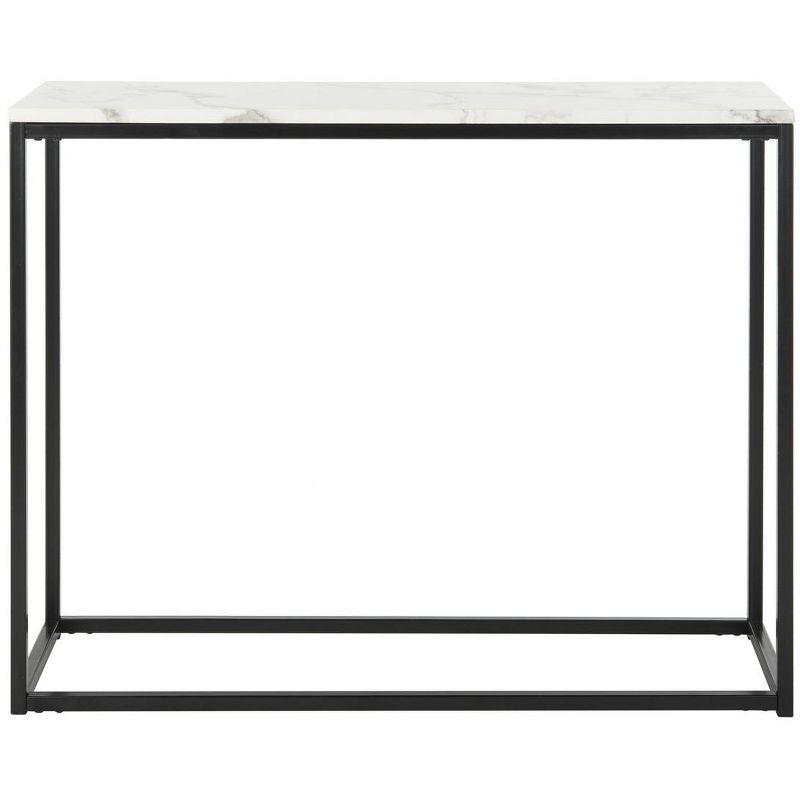 Transitional Grey Marble Top Console Table with Black Frame