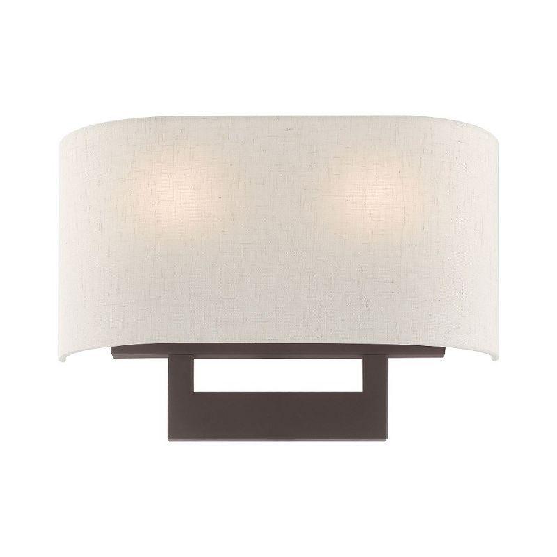 Bronze 2-Light Wall Sconce with Fabric Shade