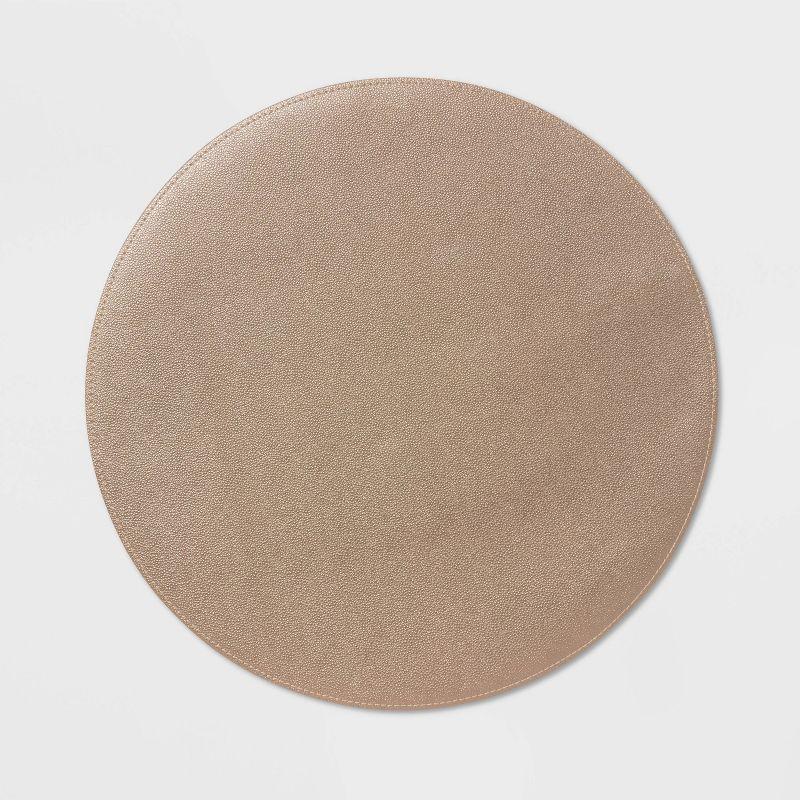 15" Round Pebble Faux Leather Charger Bronze - Threshold™: Traditional Placemat, Spring & Fall Decor