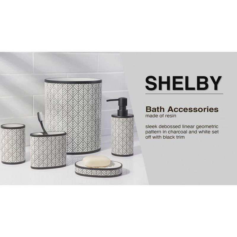 Shelby Charcoal and White Resin Geometric Toothbrush Holder