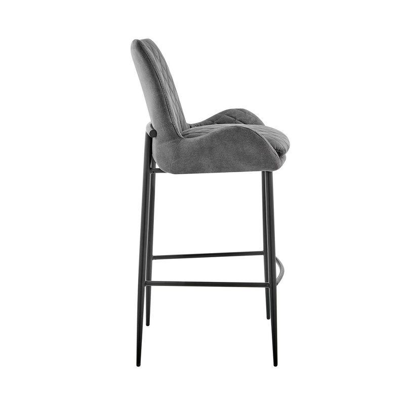 Contemporary Charcoal Fabric & Black Metal Adjustable Swivel Counter Stool