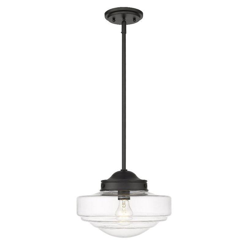 Golden Lighting Ingalls 1-Light Pendant in Matte Black with Clear Glass