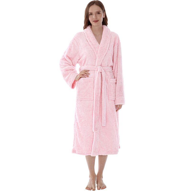 PAVILIA Premium Womens Plush Soft Robe Fluffy Warm, Fleece Faux Shearling Shaggy Bathrobe