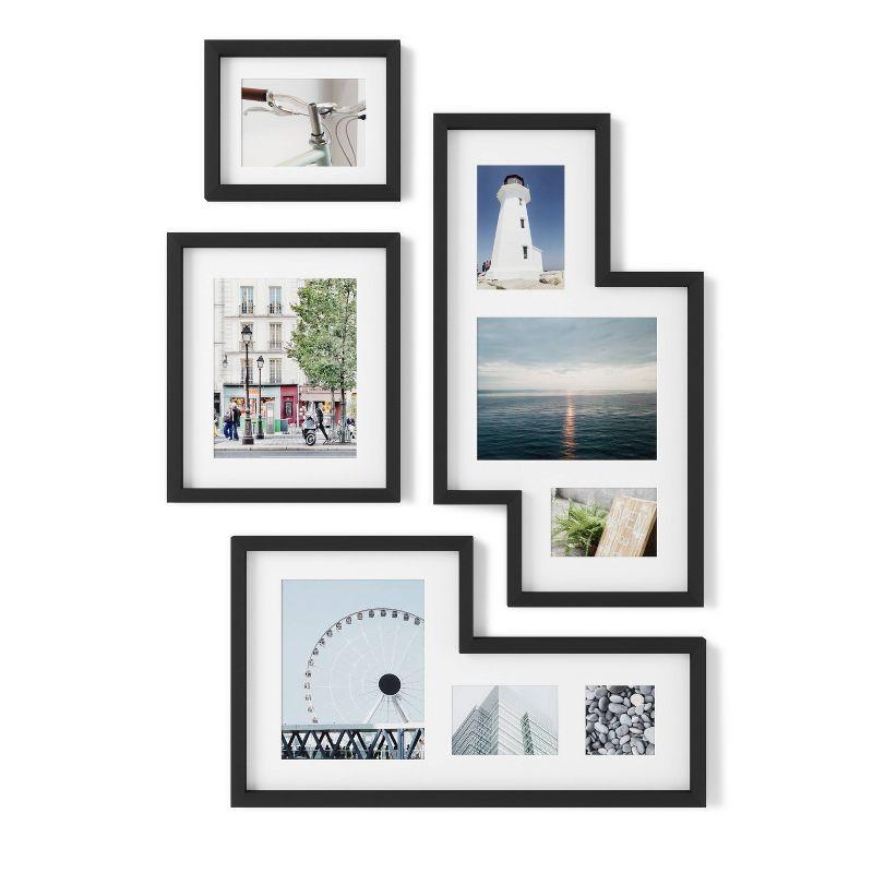Mingle Gallery Picture Frames Set Black - Umbra: Modern Wall Collage, Multi-Size Photo Display, Sawtooth Mount