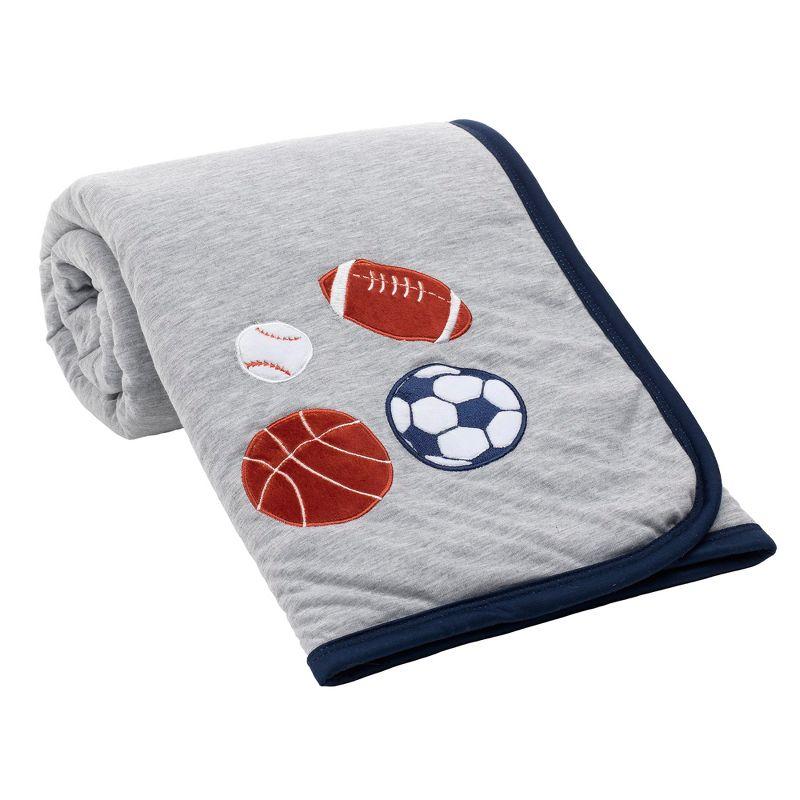 Lambs & Ivy Hall of Fame Sports Jersey/Faux Shearling Cozy Baby Blanket