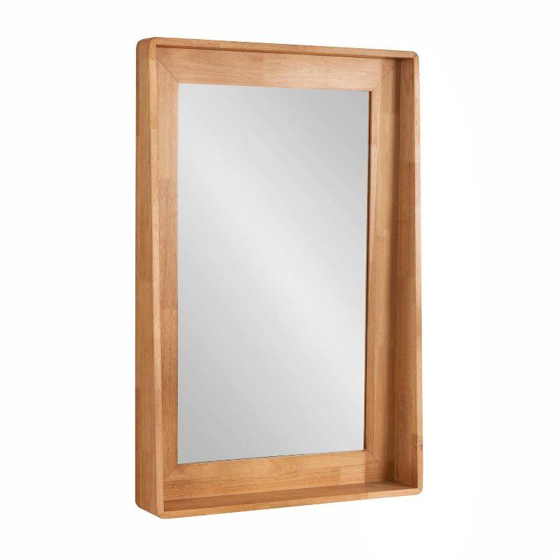 Natural Wood Rectangular Vanity Mirror with Shelf