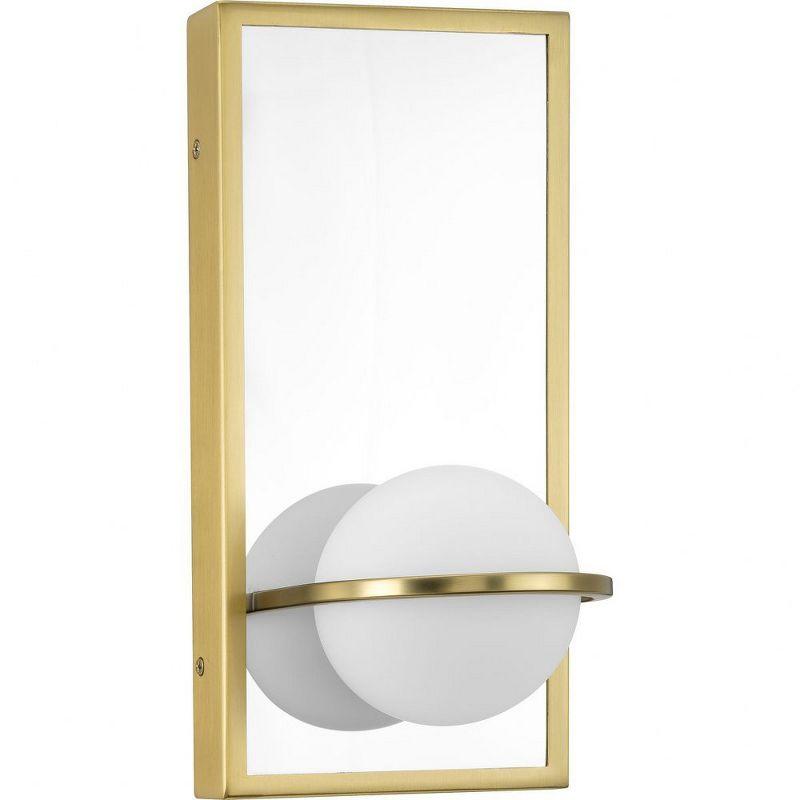 Satin Brass Rectangular LED Wall Sconce with Opal Glass