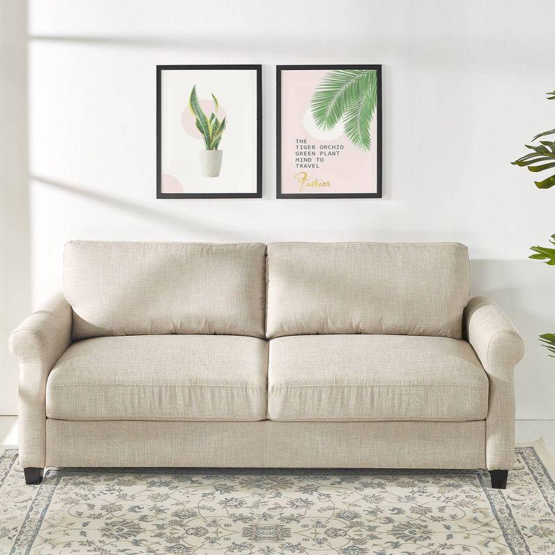 78" Josh Sofa Beige - Zinus: Easy-to-Clean, Woven Fabric, Seats Three, Tool-Free Assembly