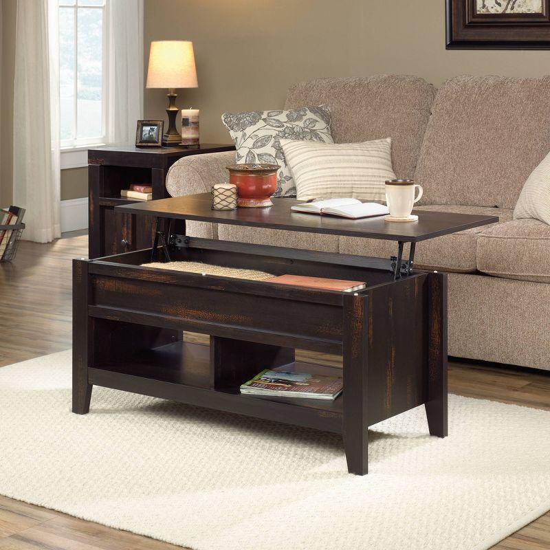 Char Pine Rectangular Lift-Top Wood Coffee Table with Storage