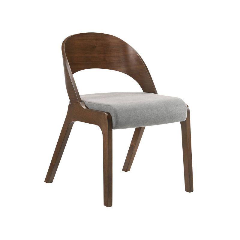 Mid-Century Walnut Finish Gray Upholstered Side Chair