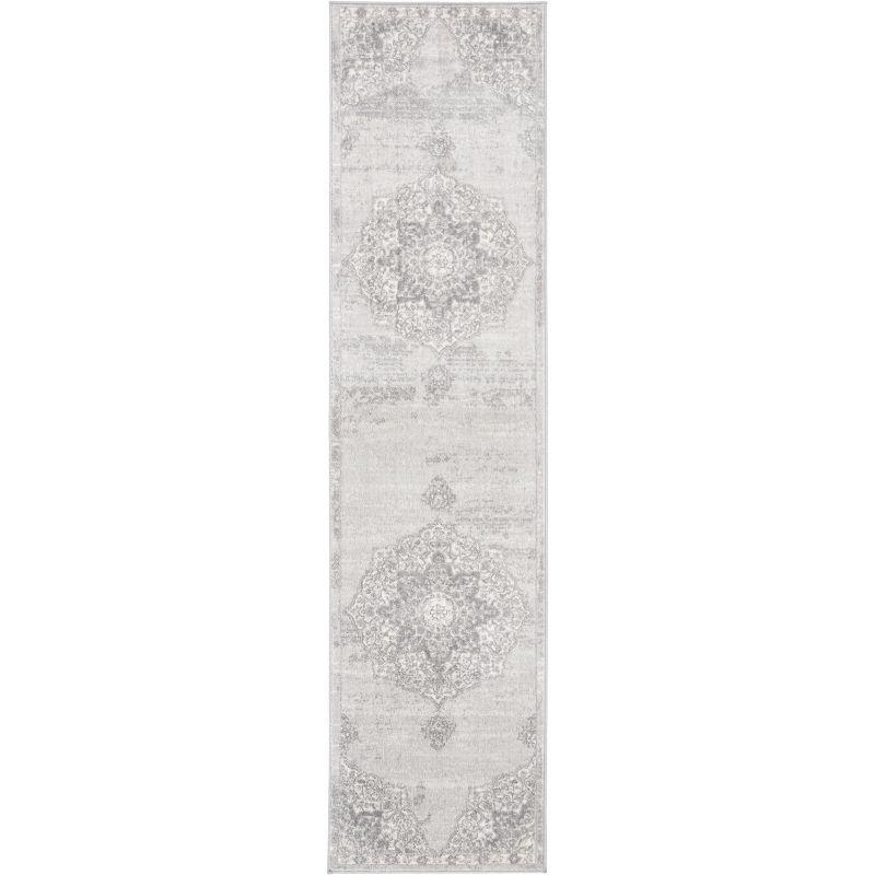 Gray Hand-knotted Synthetic Runner Rug, 24" x 18"