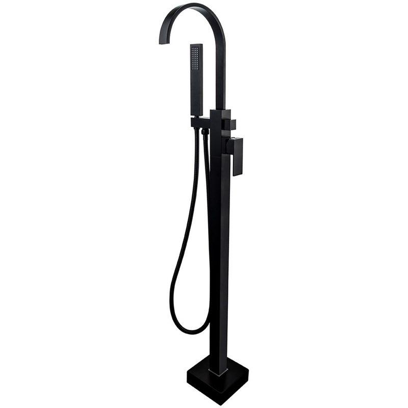 Matte Black Freestanding Tub Faucet with Hand Shower