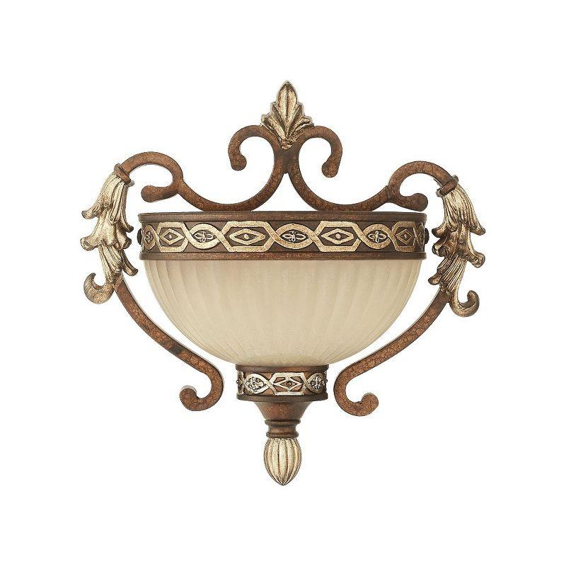 Palacial Bronze Gilded 1-Light Sconce with Gold Dusted Art Glass