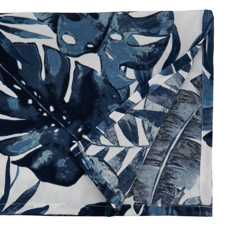 Blue Tropical Polyester Table Runner with Bohemian Design