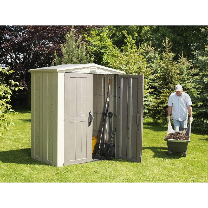 Keter 6'x3' Factor Outdoor Storage Shed Brown: Resin Frame, All-Weather, 10 Year Limited Warranty