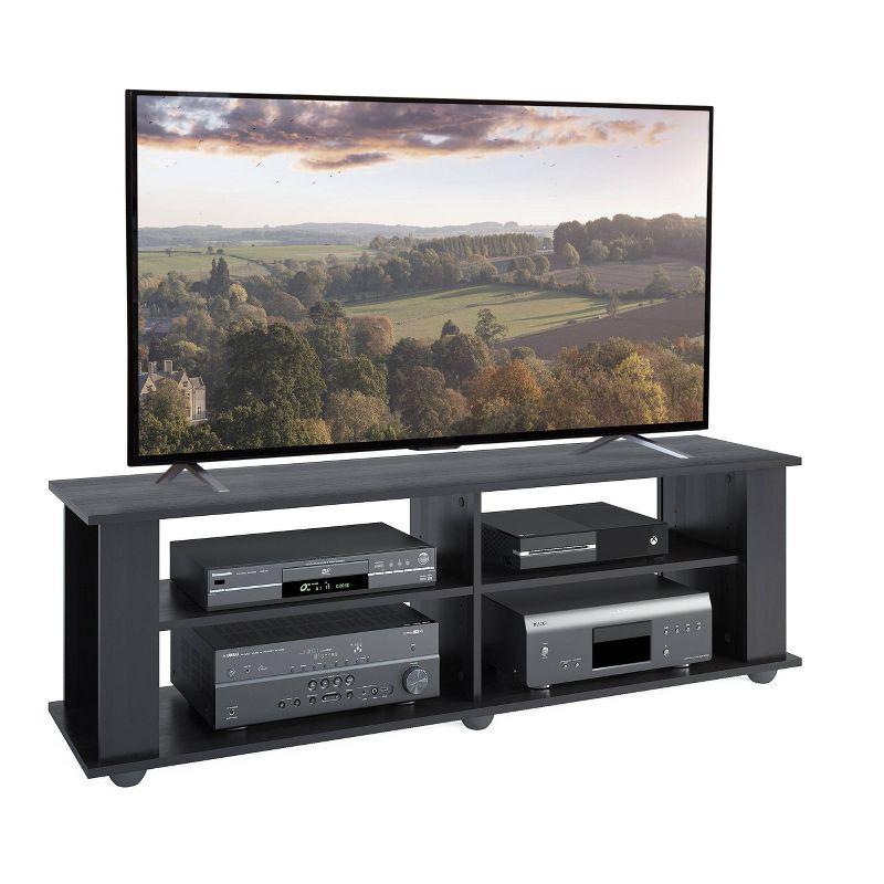 Flat Panel TV Stand for TVs up to 68" Ravenwood Black - CorLiving: Contemporary Media Console with Open Storage