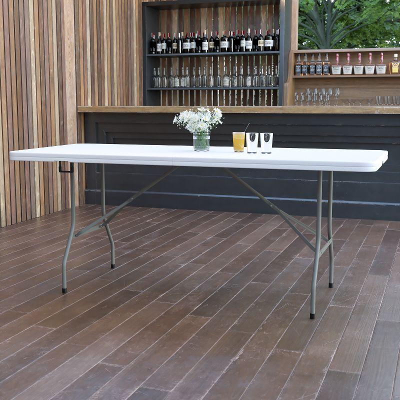 Gray 72-Inch Rectangular Folding Table with Powder-Coated Metal Legs