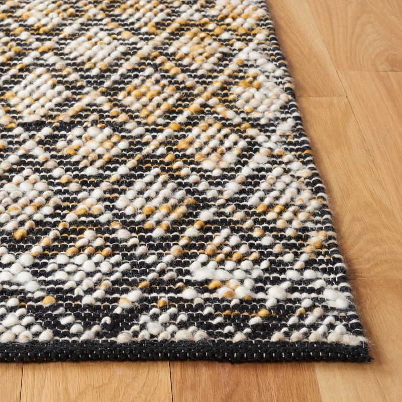 Ivory and Yellow Flat Woven Wool Round Area Rug