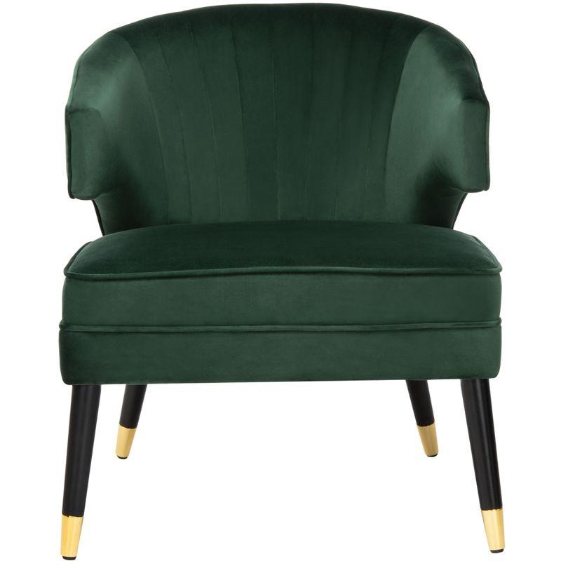 Stazia Wingback Accent Chair - Forest Green/Black - Safavieh