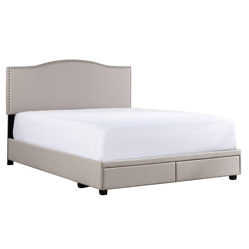 King Kiley Upholstered Storage Bed Gray - Hillsdale Furniture: Polyester, Foam-Filled, Wood Frame, Transitional Style