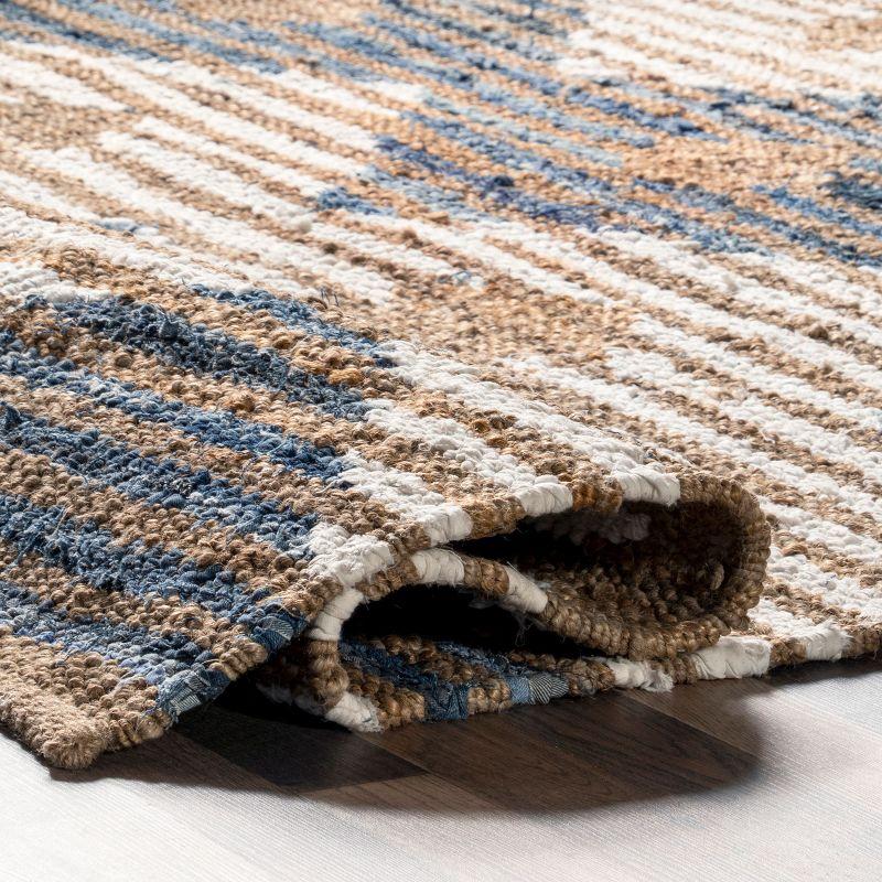 nuLOOM Hand Braided Marla Denim And Jute Diamonds Area Rug, Runner 2' 6" x 8', Off White