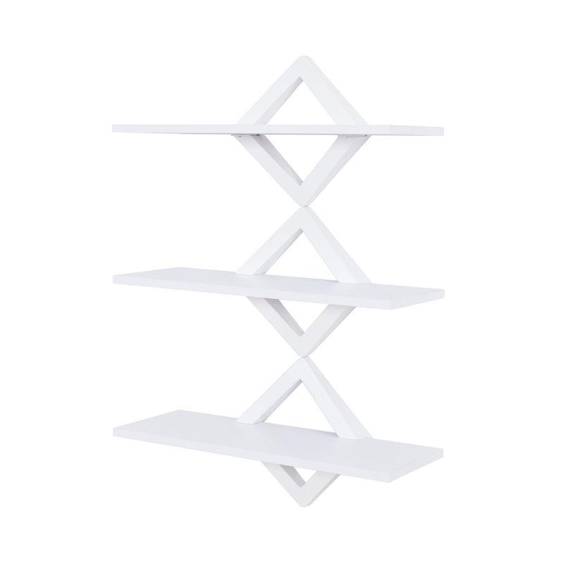 40" x 27.5" Three Tier Diamonds Shelving System White - Danya B.: Modern Laminated MDF, Includes Mounting Hardware
