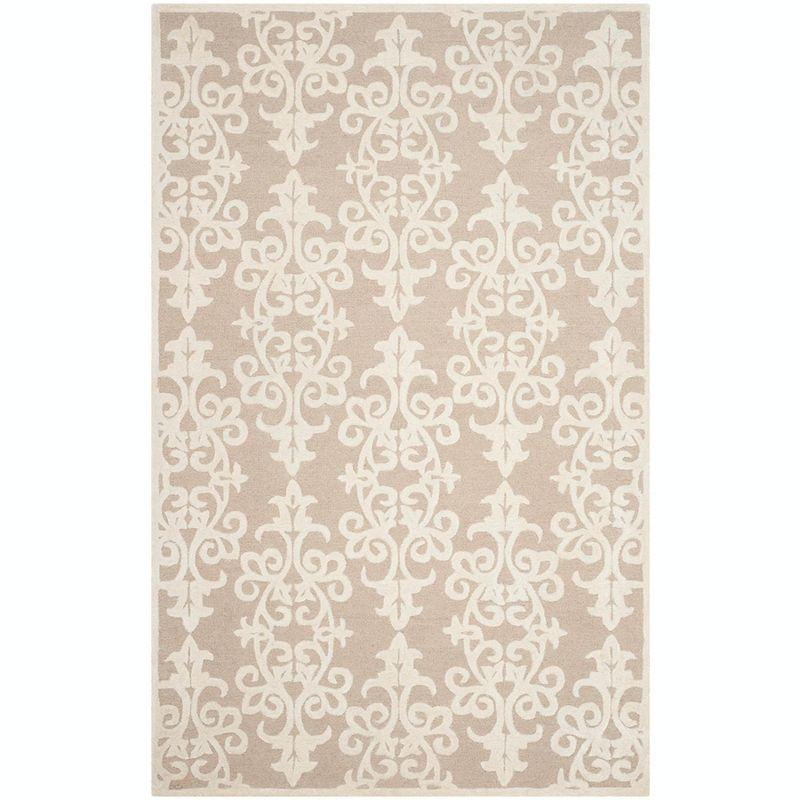 Ivory Hand-Tufted Wool Rectangular Area Rug 5' x 8'