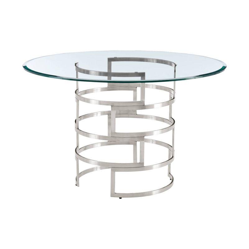 Armen Living Diaz Round Glass Dining Table