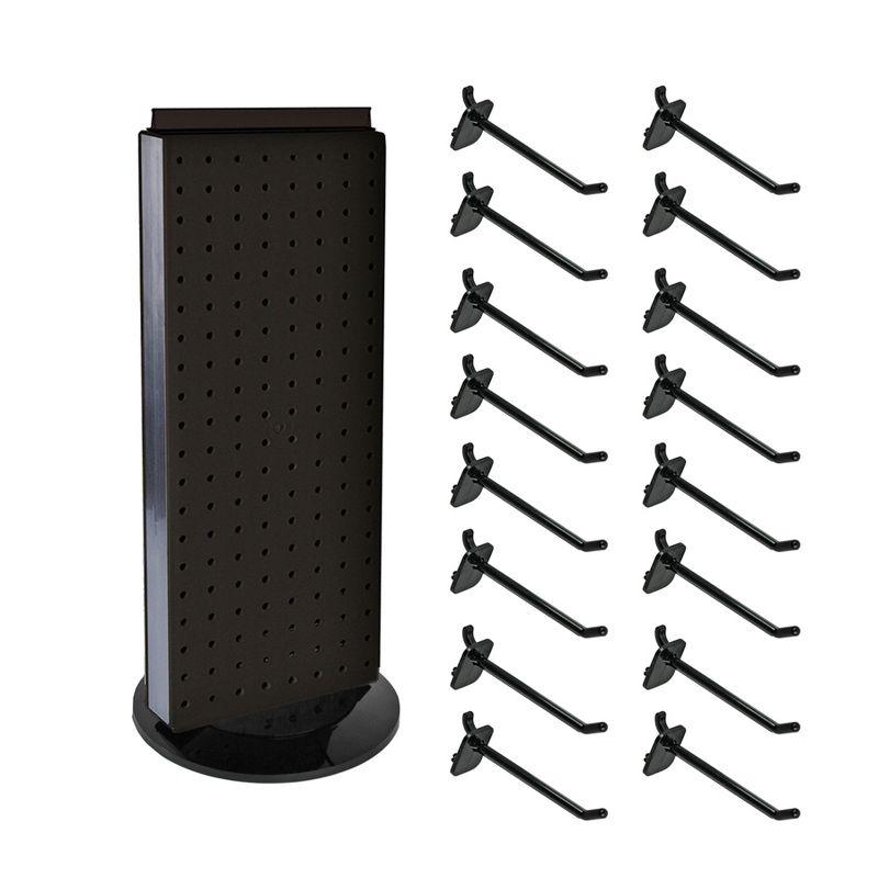 Four-Sided Revolving 4"W x 12"H Pegboard Counter Display w/ 16 2" Hooks