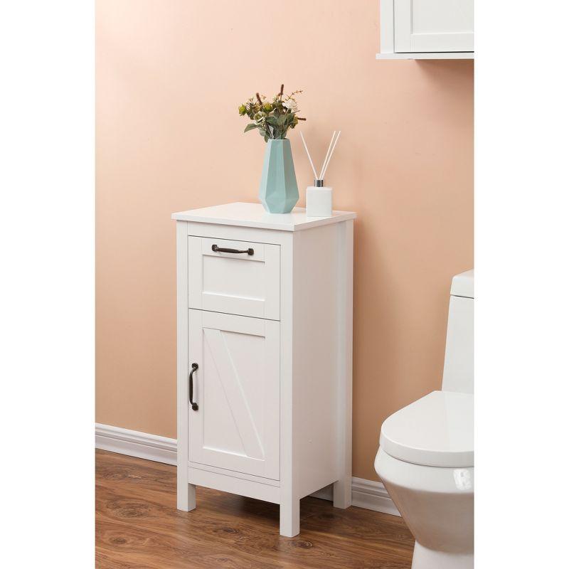 LuxenHome White MDF Wood 1-Door Bathroom Storage Cabinet