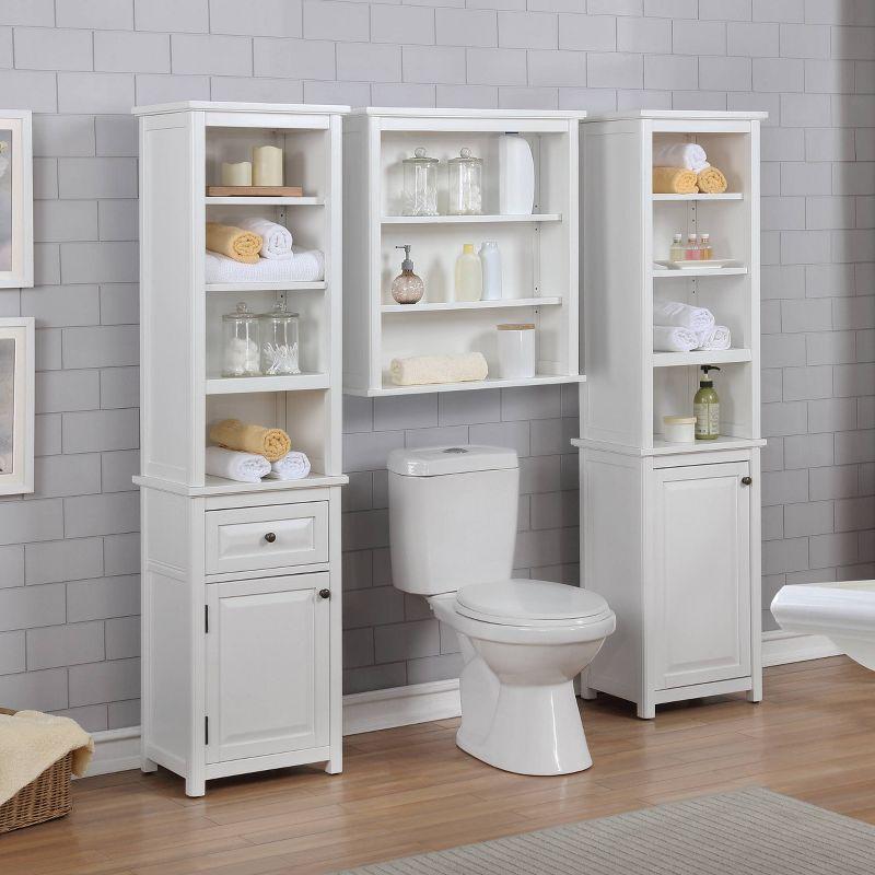 Dorset Bathroom Storage Tower with Open Upper Shelves and Lower Cabinet - Alaterre Furniture