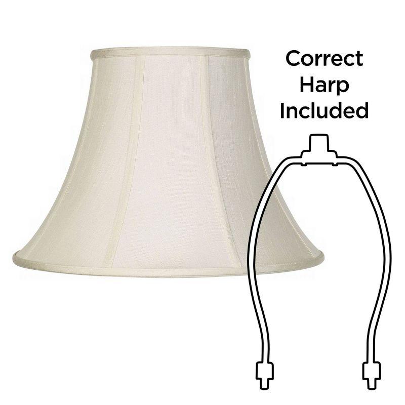 Imperial Shade Creme Large Bell Lamp Shade 9" Top x 18" Bottom x 13" Slant x 12.5" High (Spider) Replacement with Harp and Finial