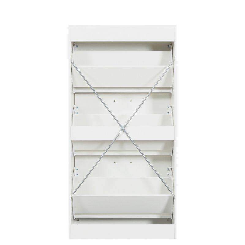 Shoe Cabinet with 3 Flip Drawers, Freestanding Shoe Storage Organizer, Hidden Narrow Shoe Rack for Entrance Hallway Living Room White
