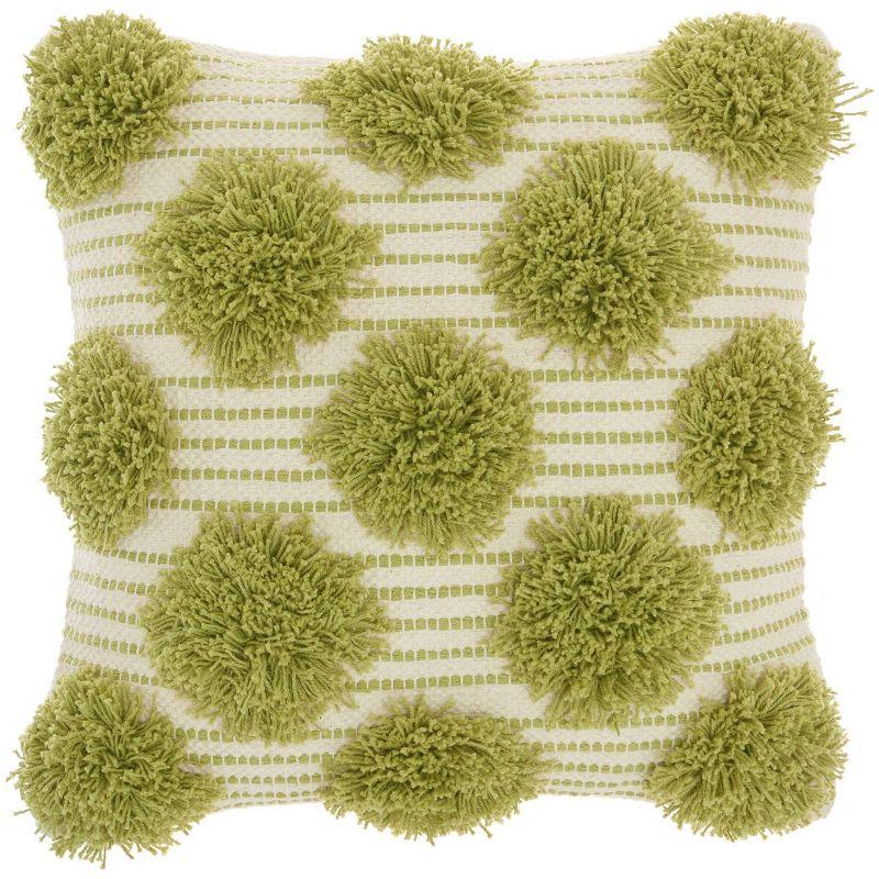 Pom-poms Cotton Reversible Throw Pillow